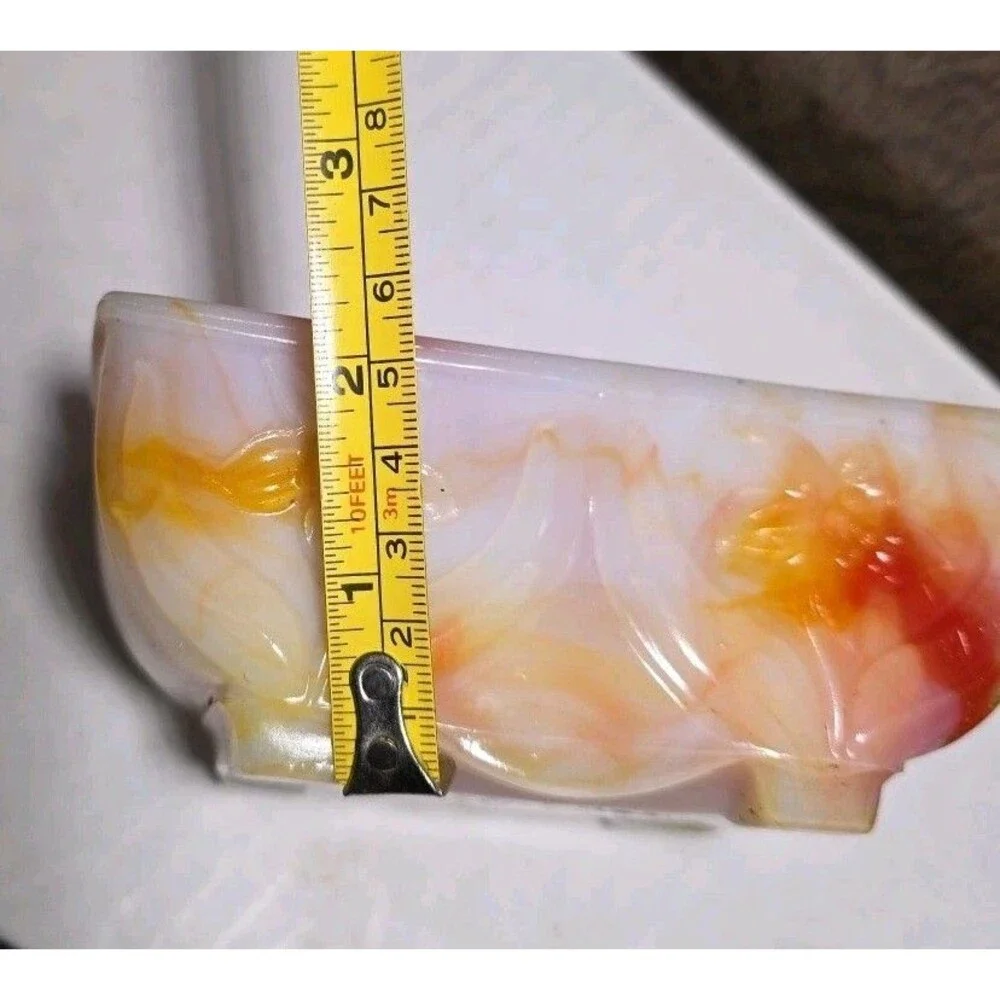 Vintage Akro Agate Slag Glass Planter Bowl Dish Vase Pot Multi Swirl
